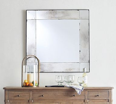 Tribeca Antiqued Glass Square Wall Mirror 40" x 40" | Pottery Barn (US)