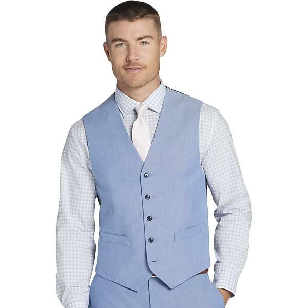 Tommy Hilfiger Modern Fit Cotton Blend Men's Suit Vest Light Blue - Size: XL | The Men's Wearhouse