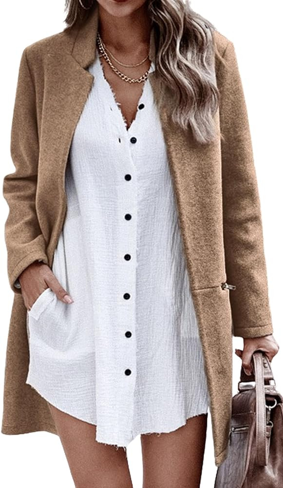 Angashion Coat Cardigan Outwear Overcoat | Amazon (US)