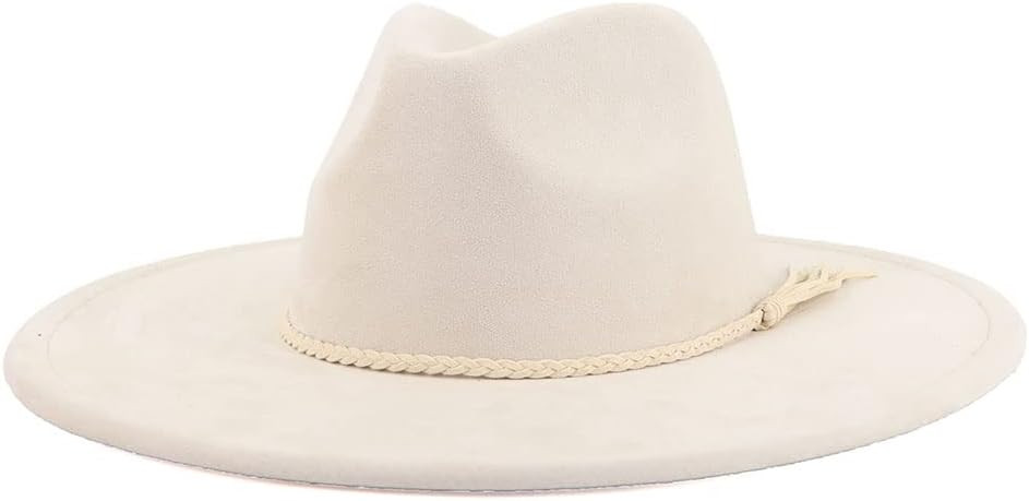 LIDHAY Big Wide Brim Fedora Hats for Women Men Western Suede Hat Large Felt Panama Hat Rancher Hat | Amazon (US)