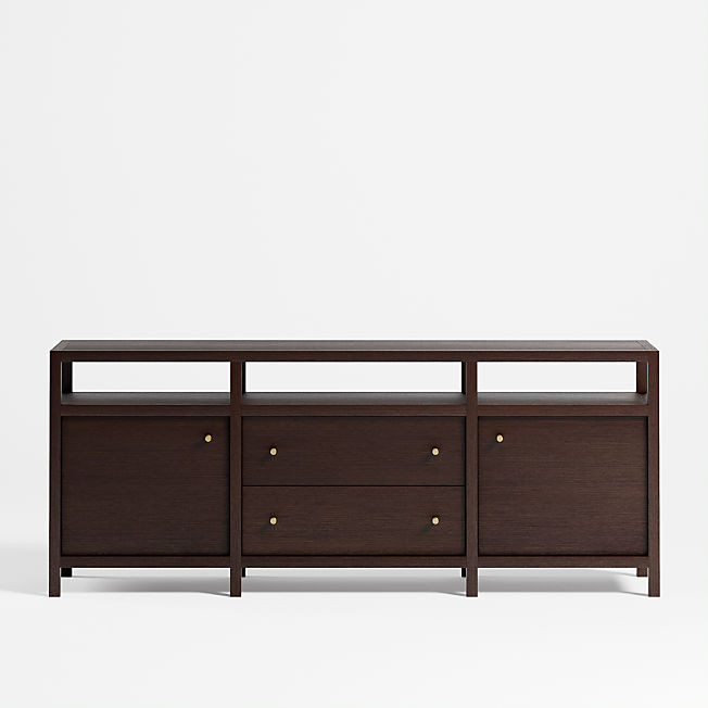 Keane Espresso Wood 72" Storage Media Console/TV Stand + Reviews | Crate & Barrel | Crate & Barrel