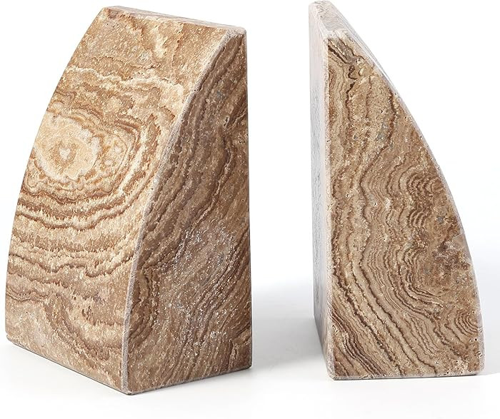 Koville Travertine Bookends for Shelves, Large Stone Bookends for Heavy Books, Non-Slip Heavy Dut... | Amazon (US)