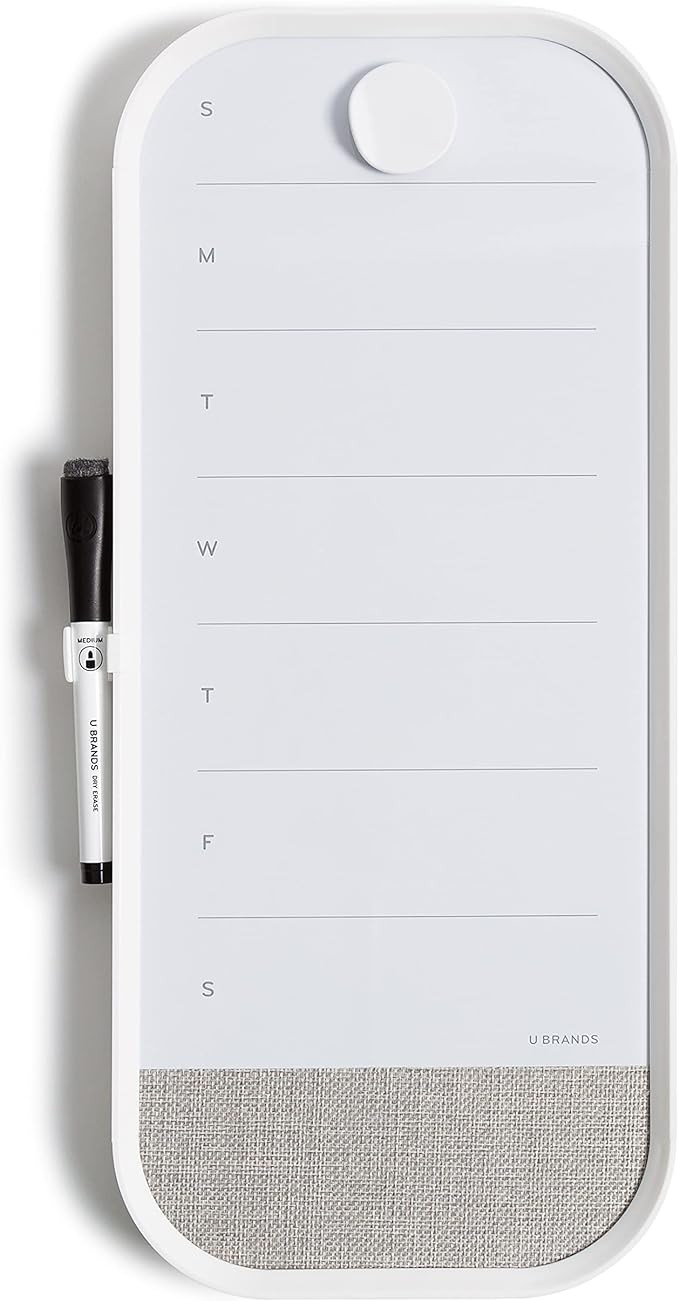 U Brands Modern Bevel Magnetic Dry Erase Calendar Board with Bulletin Strip, 7"x16", White Frame,... | Amazon (US)