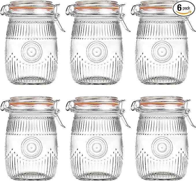 Amzcku Wide Mouth Vintage Mason Jars with Airtight Lid 32oz, Canister Quart Jars for Kitchen Stor... | Amazon (US)
