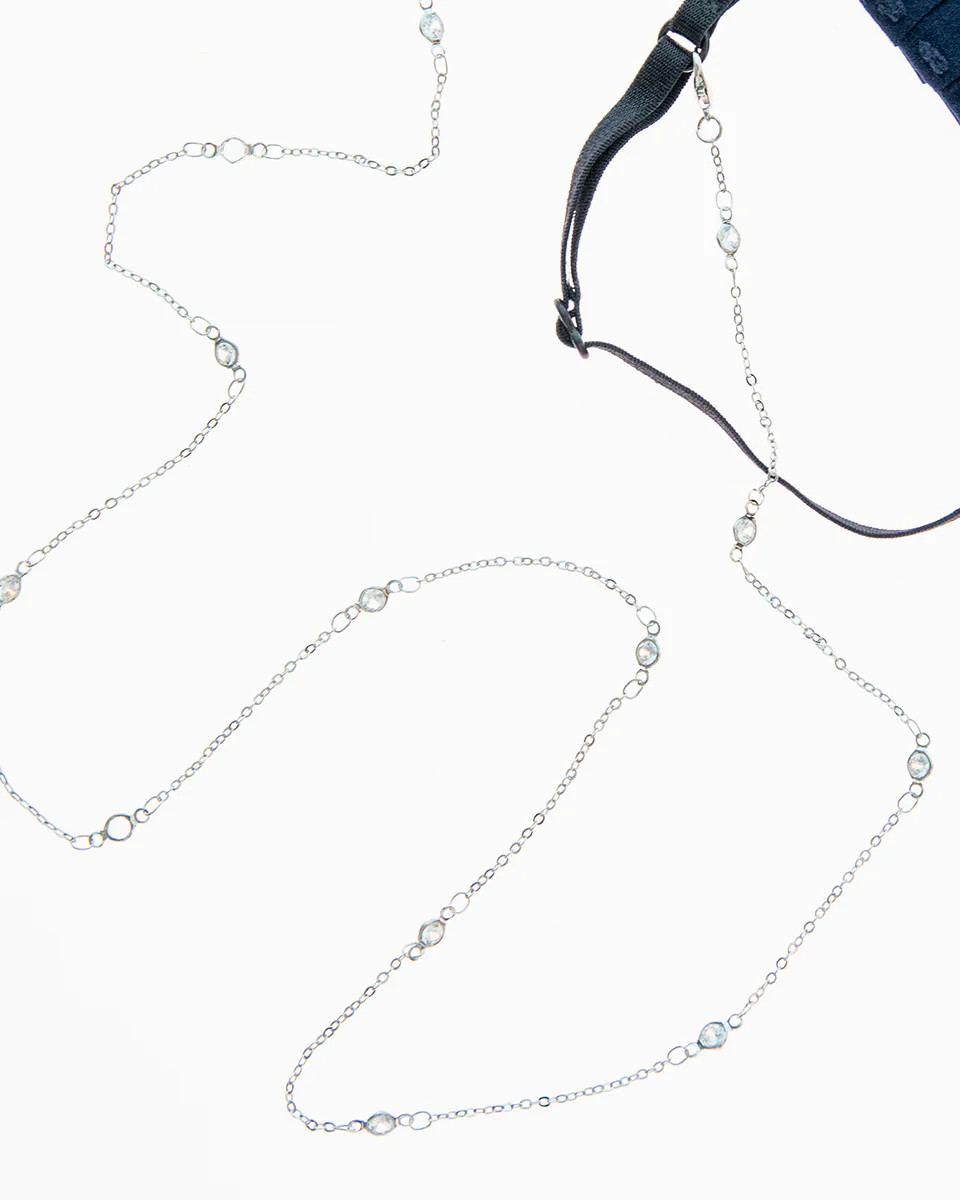 Crystal Sprinkle Mask Necklace in Silver | Sydne Summer
