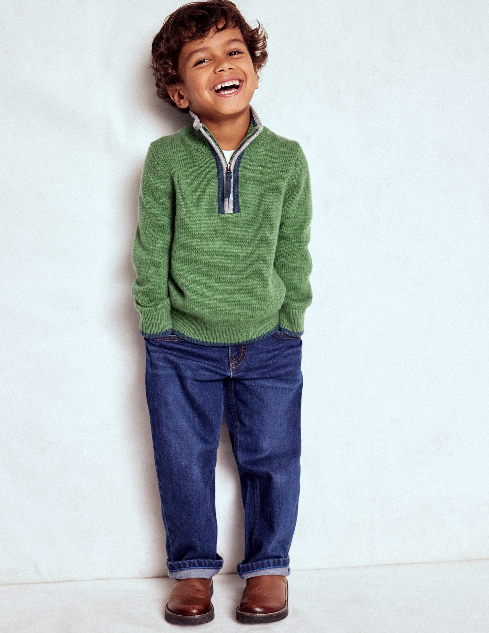 Heritage Half-zip Sweater-Safari Green | Boden (US)