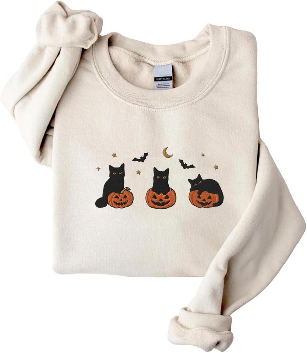 IZI POD Embroidered Halloween Sweatshirts For Women - Embroidered Halloween Sweatshirt | Amazon (US)