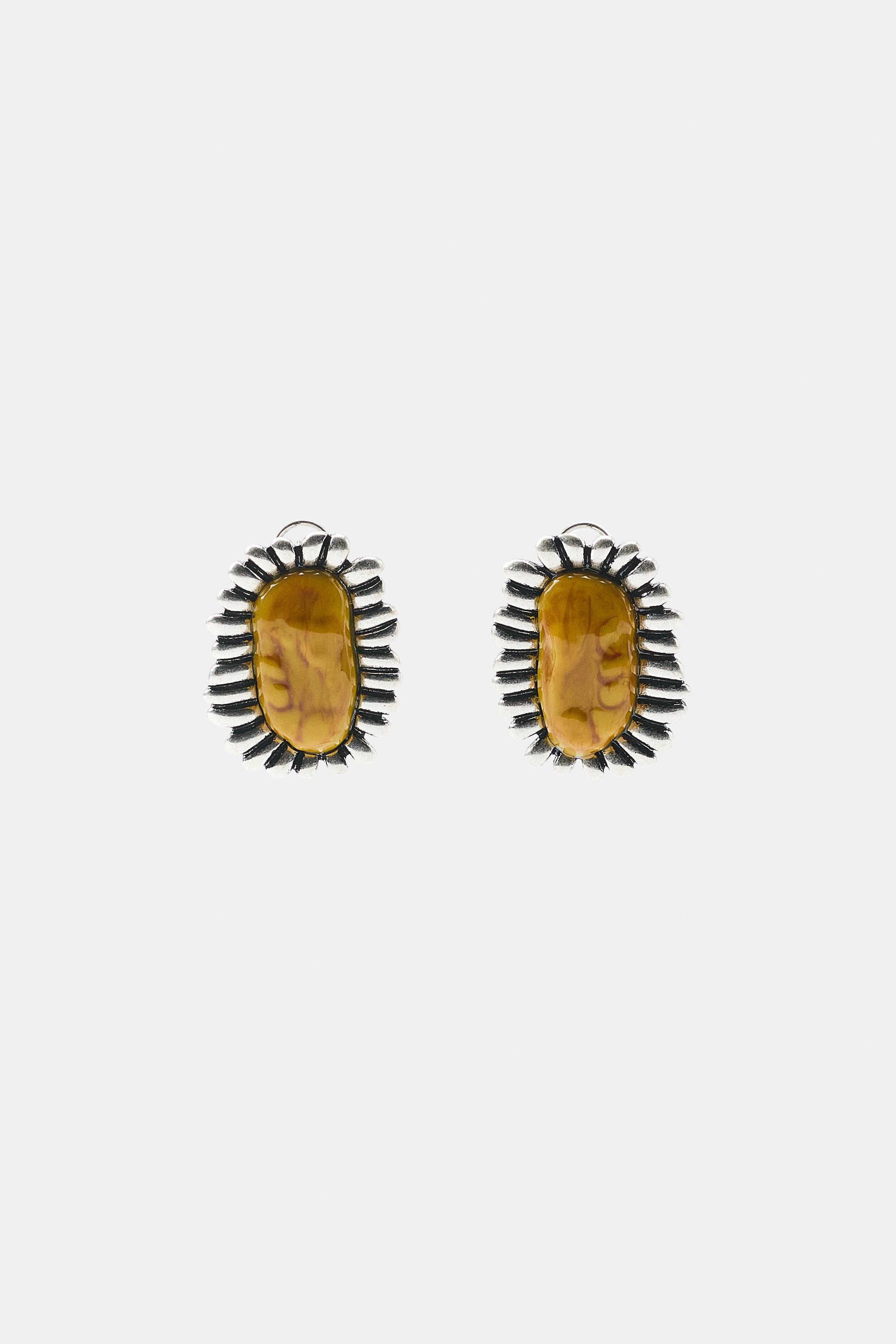METALLIC RESIN TEXTURE EARRINGS | Zara US