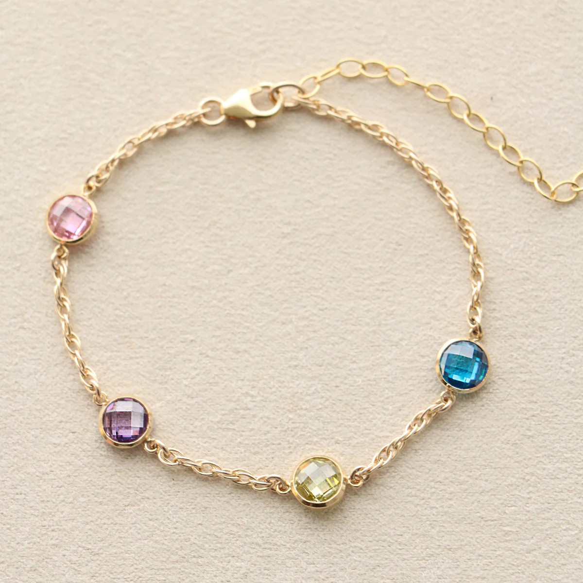 checkered birthstone bracelet { gold } | Chic Mama Jewelry