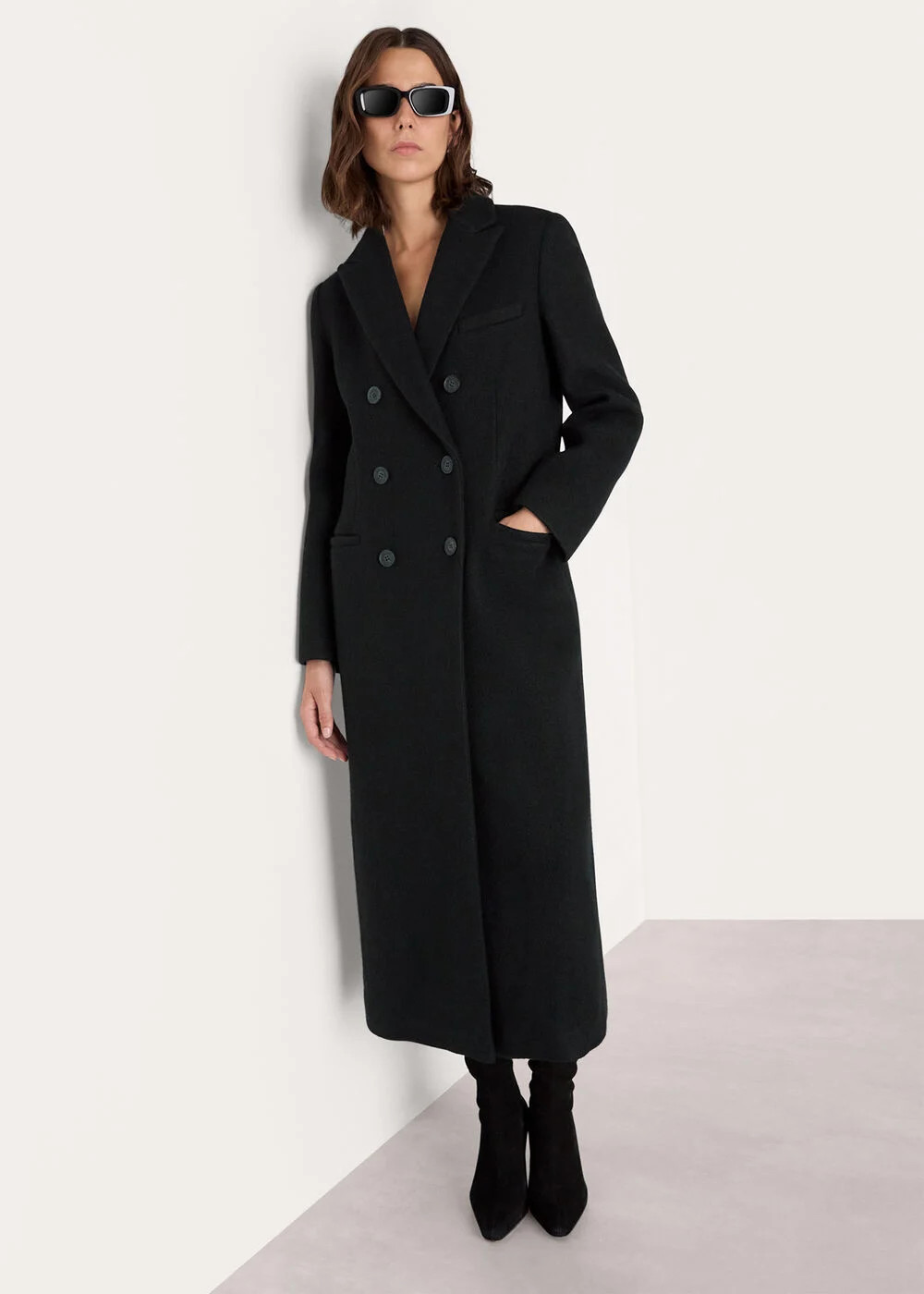 Black Lori Longline Coat | WHISTLES | Whistles UK | | Whistles