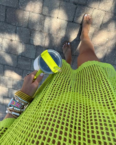 In a medium 2 piece swim, xl crochet coverup dress, sandals, stanley 40 oz tumbler and accessories for spring beach day - all fits TTS.

#LTKstyletip #LTKfindsunder50 #LTKswim