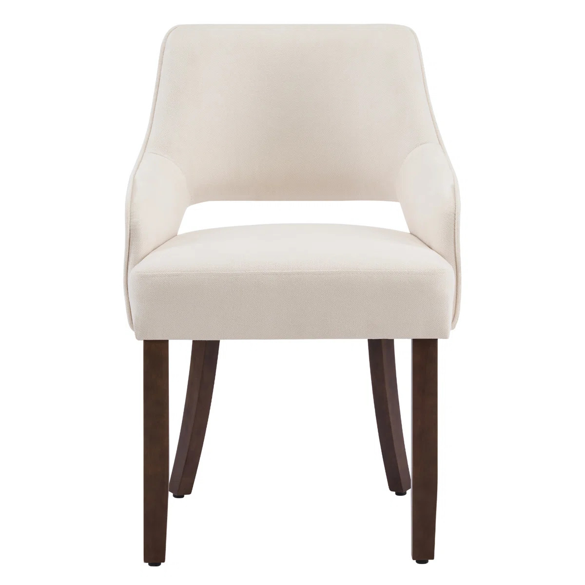 Linen Upholstered Dining Chair With Wooden Armrests And Curved Solid Wood Legs (Set of 2) | Wayfair North America