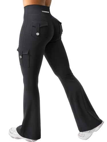 CoreFlex Women Workout Flare Leggings with Pockets Hidden Scrunch High Waisted Cargo Gym Yoga No ... | Amazon (US)