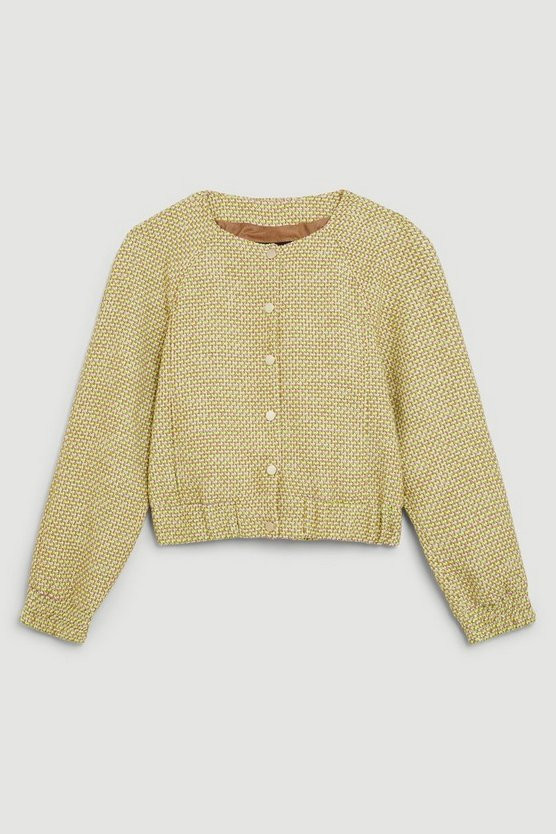Neon Tweed Bomber Jacket | Karen Millen US