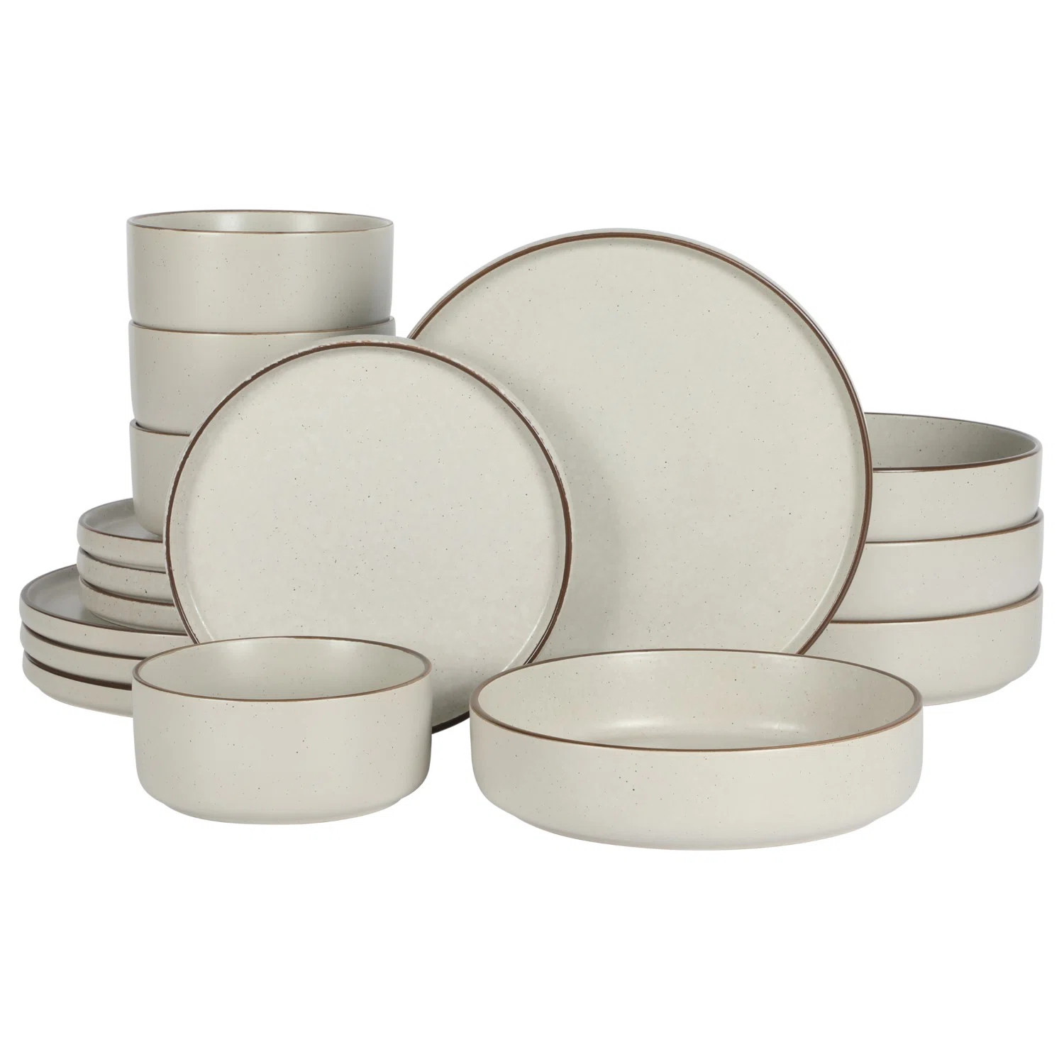 Gibson Elite Gelston Stoneware Matte Reactive Glaze 16 Piece Plates and Bowl Dinnerware Set - Cre... | Wayfair North America