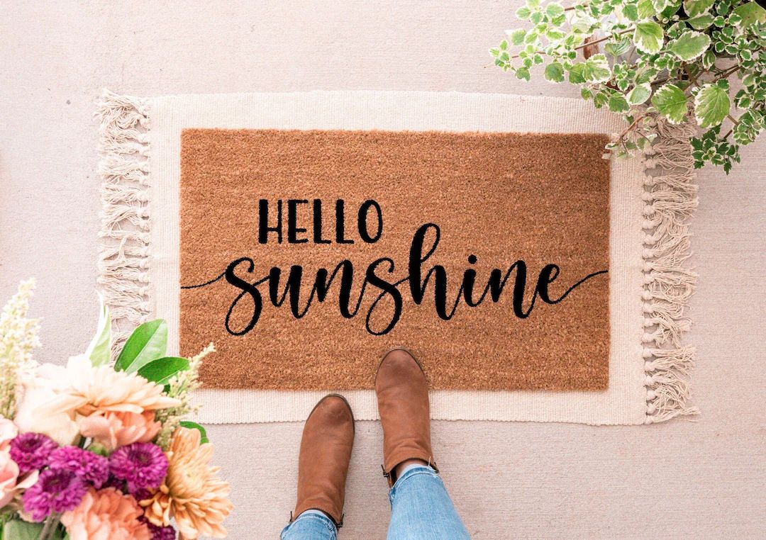 Hello Sunshine Door Mat, Summer Doormat, Spring Door Mat, Funny Welcome Mat, Funny Doormat, Custo... | Etsy (US)