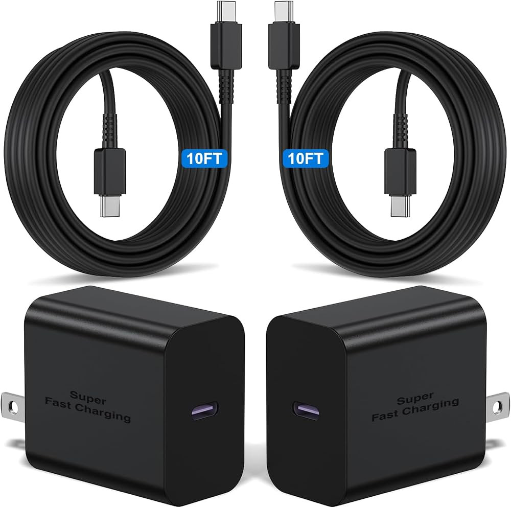 2Pack 45W Super Fast Charger Type C 10ft,USB C Wall Charging and Long Android Phone Charger Cable... | Amazon (US)