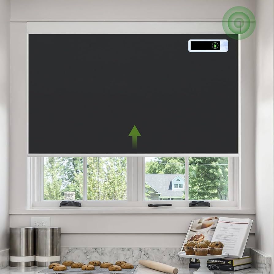 Motorized Roller Blinds, Blackout Automatic Shades with Solar Panel Cordless Smart Blinds for Win... | Amazon (US)