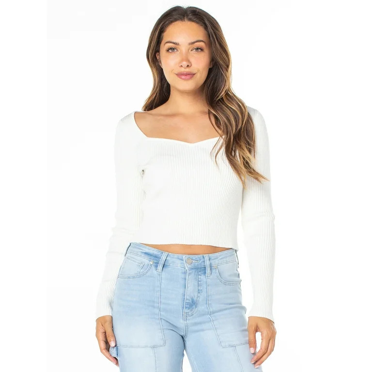 Celebrity Pink Long Sleeve Sweetheart Rib Top | Walmart (US)