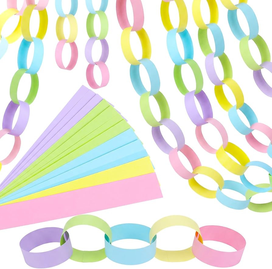 600 Sheet Easter Paper Chain Garland Construction DIY Chain Strip 8‘’x1‘’ Colored Paper S... | Amazon (US)