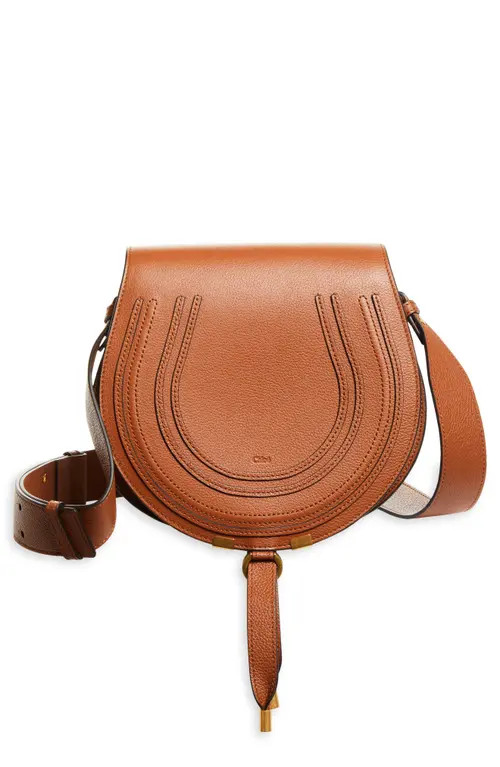 Chloé Large Marcie Leather Crossbody Bag in 25M Tan at Nordstrom | Nordstrom