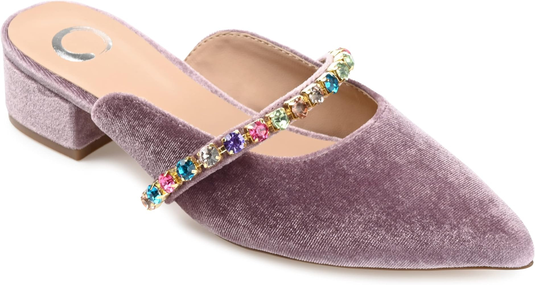 Journee Collection Womens Jewel Mules Pointed Toe Slip On Flats | Amazon (US)