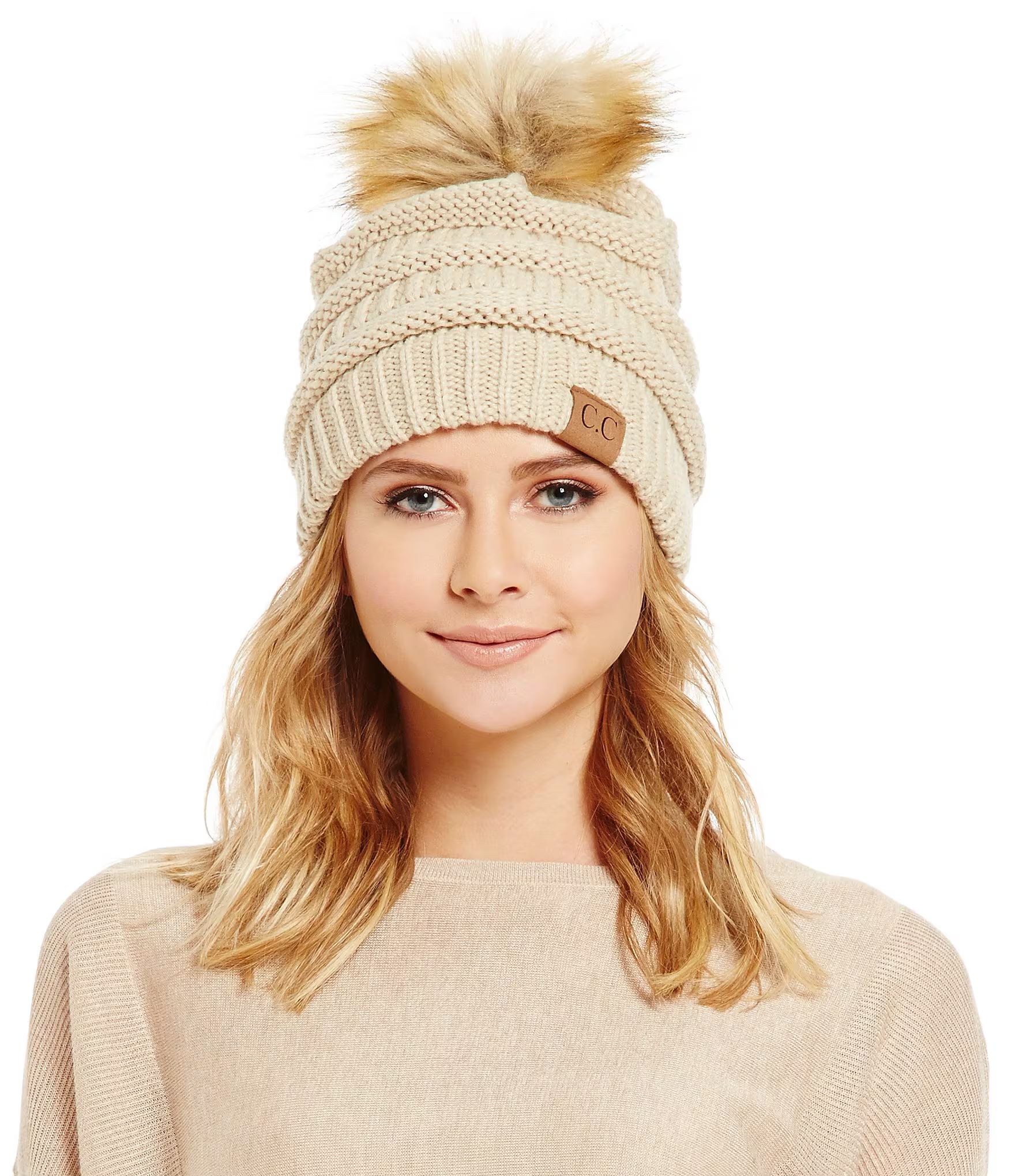 C.C. Beanies Faux-Fur Pom Beanie | Dillards Inc.