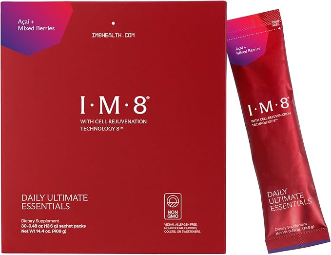 IM8 Daily Ultimate Essentials Powder, Acai and Mixed Berries, 30 Packets | Amazon (US)