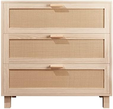 3 Drawer Dresser, Rattan Chest of Drawers, GRAFICIAL Closet Storage Bedside Table Dresser for Bed... | Amazon (US)