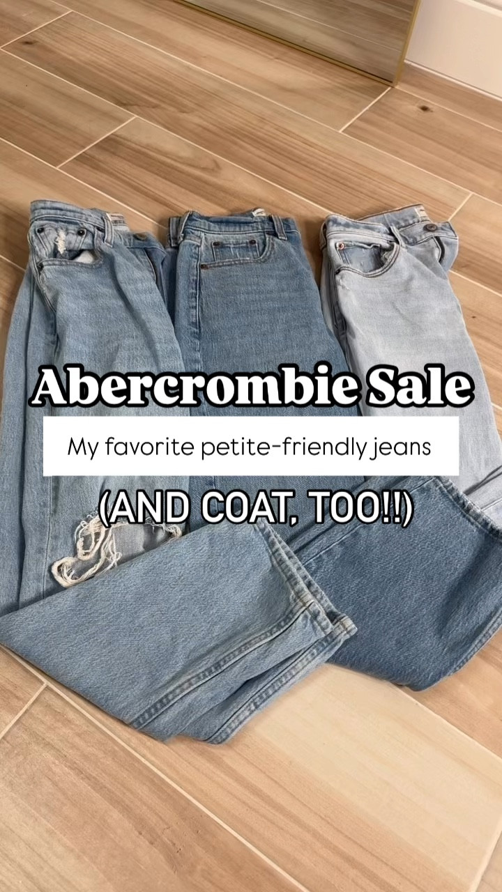My favorite Abercrombie jeans on sale! 90s straight jeans. Ankle straight jeans. Fall style. Fall outfits. Elevated casual. Wearing XXS in tops. Paloma top in XXS. Abercrombie wool blend coat in XXS. Ballet flats are TTS. Target boots are TTS.

*I am 5’3, 110, wearing 24 short in each* - detailed sizing info below!

#1:11.5” Ultra high-rise 90s straight in 24 short, color light double knee destroy. Full length on me! I LOVE these! Fitted in hips/thighs and straight leg at bottom. 
#2: My favorite pair I wear the most! 11.5” Ultra high-rise ankle straight in 24 short, color light destroy. Comes just above my ankles! Consider going up in *length* if you want them longer! All-day comfort stretch fabric and doesn’t lose its shape! 
#3: 10.5” High-rise vintage straight jeans in 24 short in color medium. Relaxed at the waist/hips, and straight-leg past knee. Made from vintage stretch fabric!

#LTKFindsUnder100 #LTKSeasonal #LTKFallSale