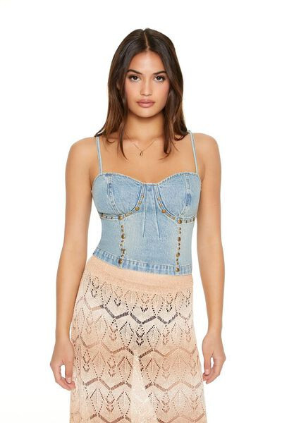 Studded Denim Bustier Cami | Forever 21