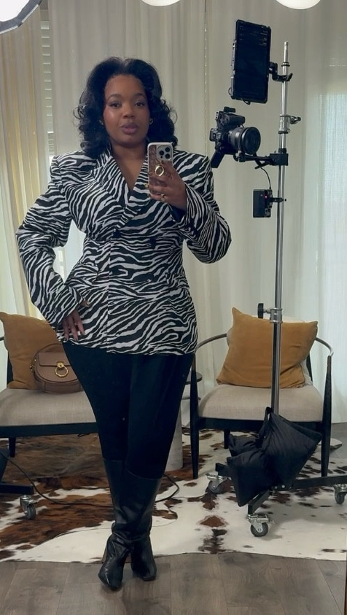 This blazer is perfectly tailored and the Zebra prints makes it easier to style. I’m wearing an XL and always size up from my typical size when it comes to very tailored blazers like this one. 

#LTKMidsize #LTKgrwm #LTKValentine