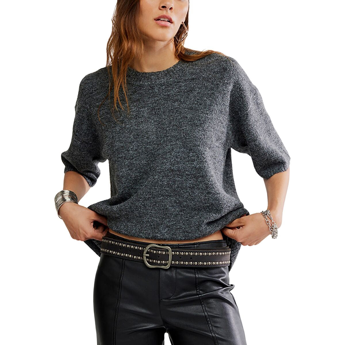 Free People Margot Sweater T-Shirt - Women's Charcoal Heather, XS | Backcountry