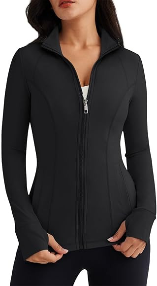 Trendy Queen Womens Lightweight Zip Up Jackets Mock Turtleneck Fall Hoodies Fitted 2024 Athletic ... | Amazon (US)