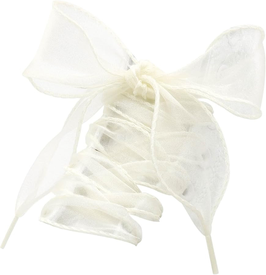 Flat Sheer Shoe Laces: 2 Pairs 4CM Wide Fashion Snow Yarn Shoelaces | Amazon (US)