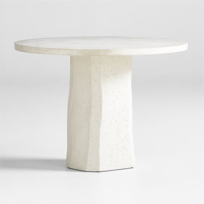 Contemplation 41.5" Round White Travertine and Concrete Entryway Table by Athena Calderone + Revi... | Crate & Barrel