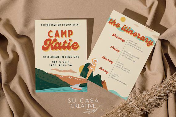 Retro 1970s Summer Camp Bachelorette Invitation and Itinerary, Instant Download, Printable, Vinta... | Etsy (US)