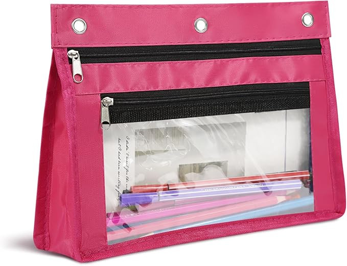 YoeeJob 1 Pack Pencil Pouch for 3 Ring Binder, Expandable Binder Pouches with Zipper, Large Capac... | Amazon (US)