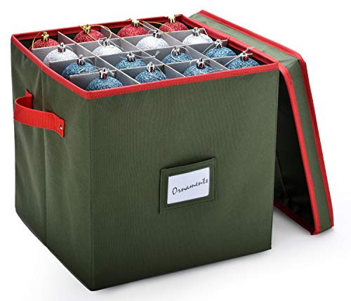 Handy Laundry Christmas Ornament Storage - Stores upto 64 Holiday Ornaments, Adjustable Dividers, Two Handles. Storage Box Keeps Holiday Decorations Clean and Dry for Next Season. (Green) | Amazon (US)