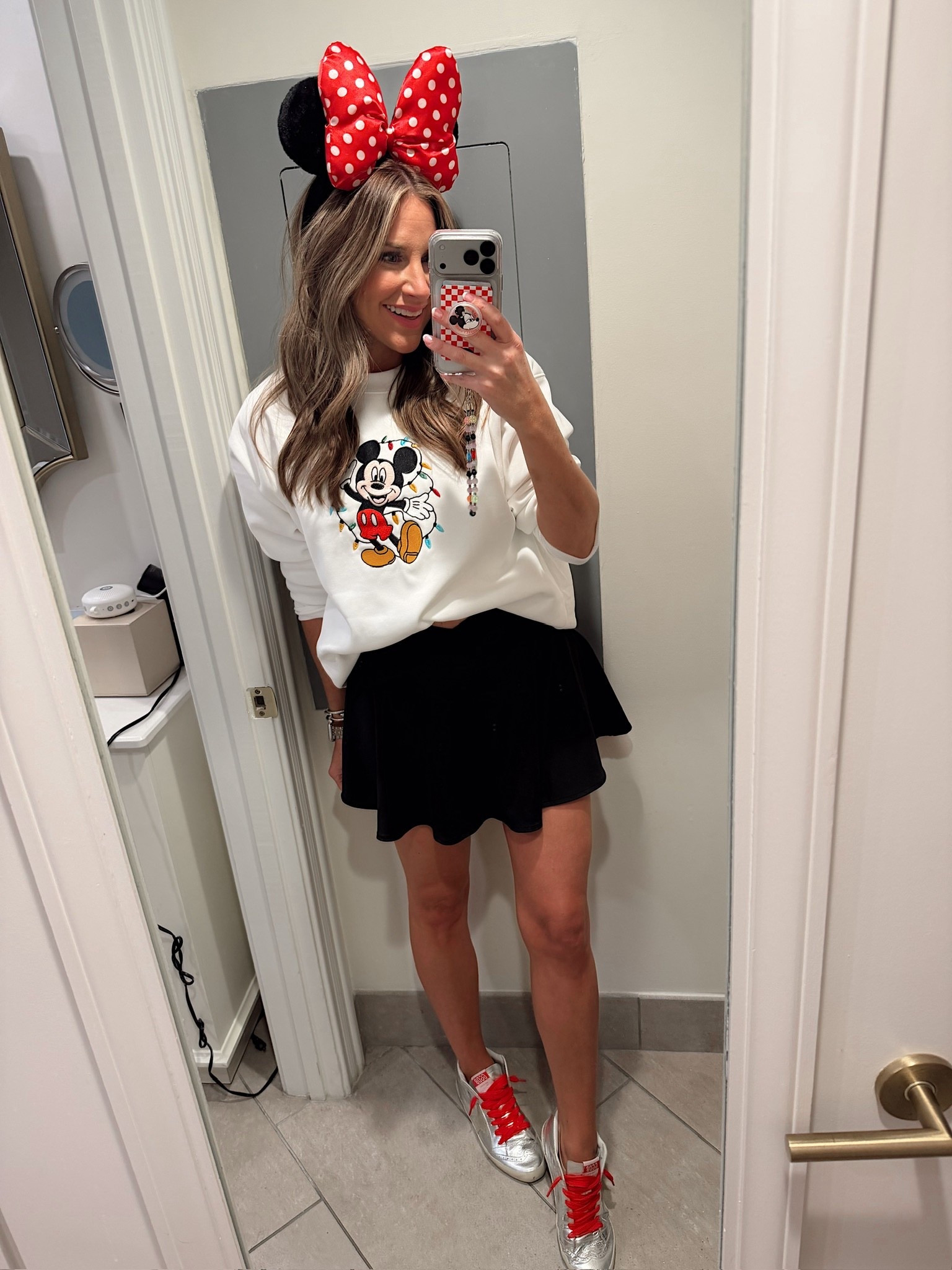 My Christmas at Walt Disney World ootn! In a medium sweatshirt, medium skirt, ears, sneakers and accessories - fits tts. I also linked similar diy iron ons and a sweatshirt  from Amazon! 

#LTKootd #LTKTravel #LTKHoliday