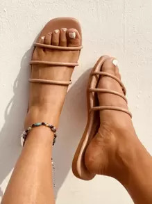 Minimalist Strappy Slide Sandals | SHEIN