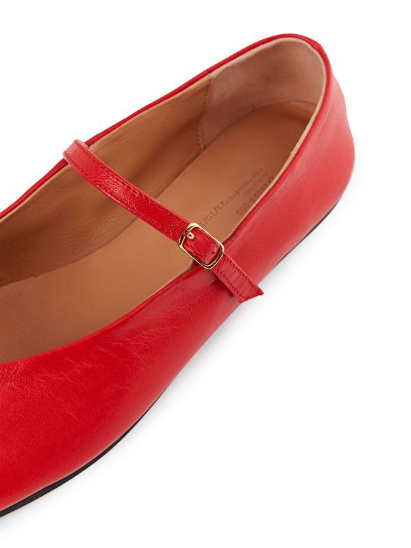 Leather Mary Jane Flats - Red - ARKET GB | ARKET (US&UK)