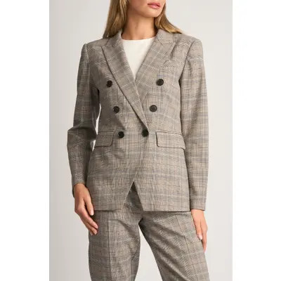 halogen(r) Plaid Double Breasted Blazer in Tobacco Brown at Nordstrom, Size 4 | Nordstrom