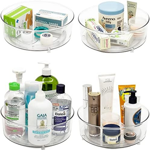YCLADEC 4 Pack Lazy Susan 9.5" Inch Turntable Cabinet Organizer Plastic Organization Storage Cont... | Amazon (US)