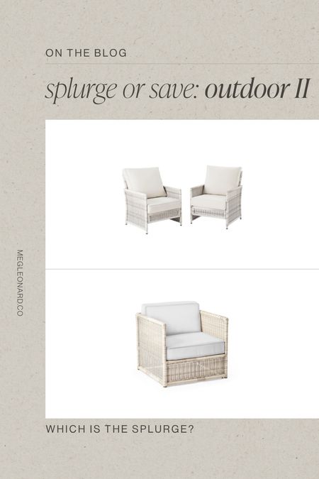 There’s still plenty of time to create an outdoor living space that encourages comfort and gathering. The latest splurge or save is full of various pieces to invest in or save on! Shop on megleonard.co 🤍

Follow my shop @megleonardco on the @shop.LTK app to shop this post and get my exclusive app-only content!

#liketkit #LTKsalealert #LTKstyletip #LTKhome
@shop.ltk
https://liketk.it/4F7vR