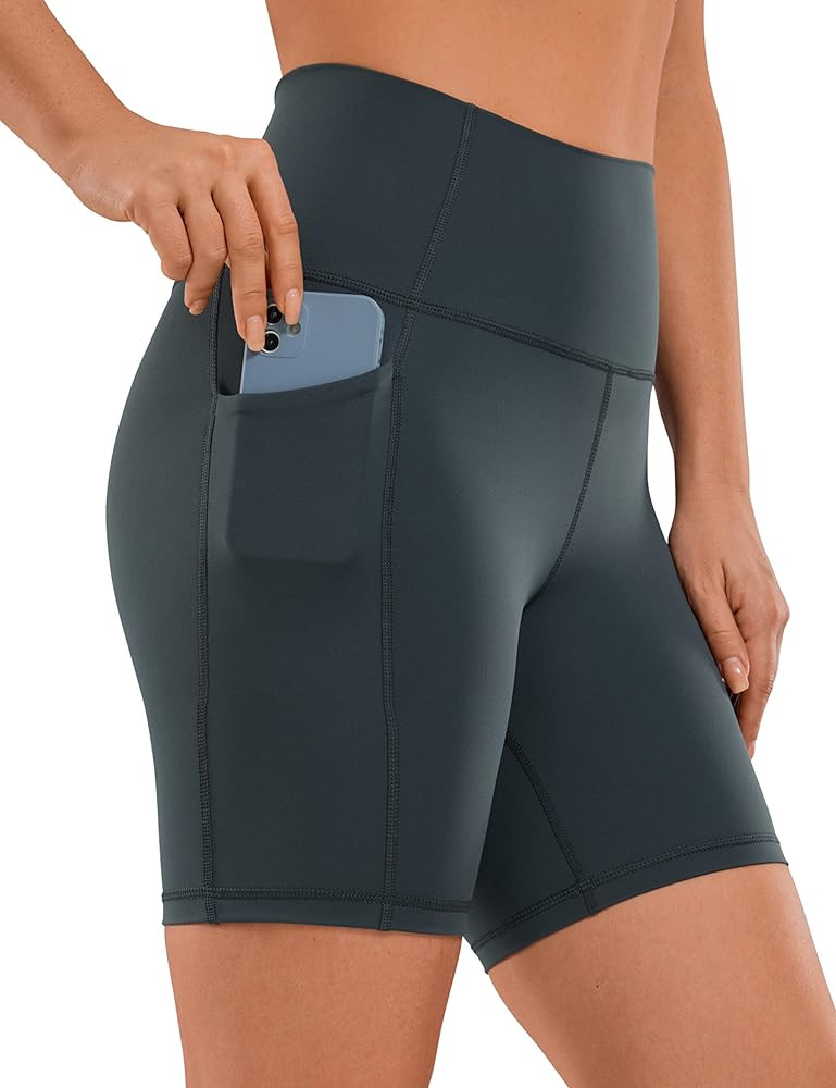 CRZ YOGA Women's Naked Feeling Biker Shorts with Pockets 6'' - High Waisted Yoga Gym Workout Span... | Amazon (US)