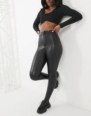 ASOS DESIGN super tight sculpting high waist leather look skinny trouser | ASOS (Global)