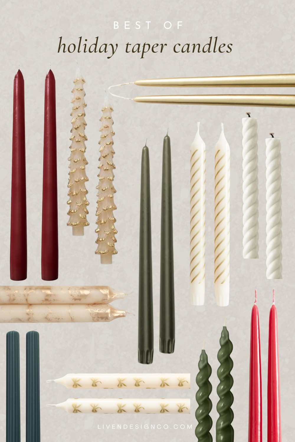 Festive holiday taper candles. Christmas decor. Twisted candles. Mantel decor. Red candles. Burgundy candles. Metallic candles. Ribbed candles. Christmas tree candles. Bow candles 

#LTKHoliday #LTKSeasonal #LTKHome
