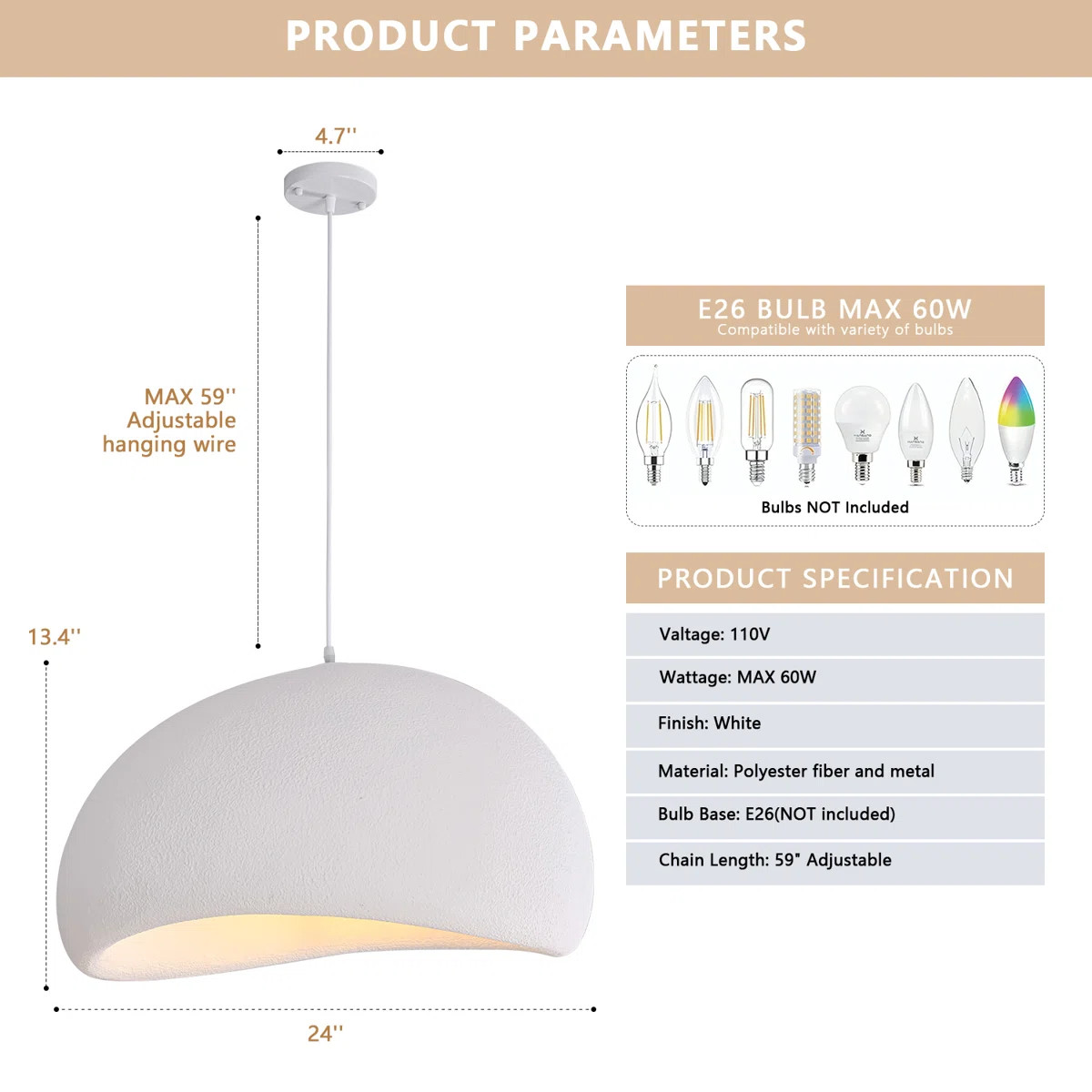 Jimyah 1- Light White Polystyrene Unique/Statement Modern Pendant | Wayfair North America