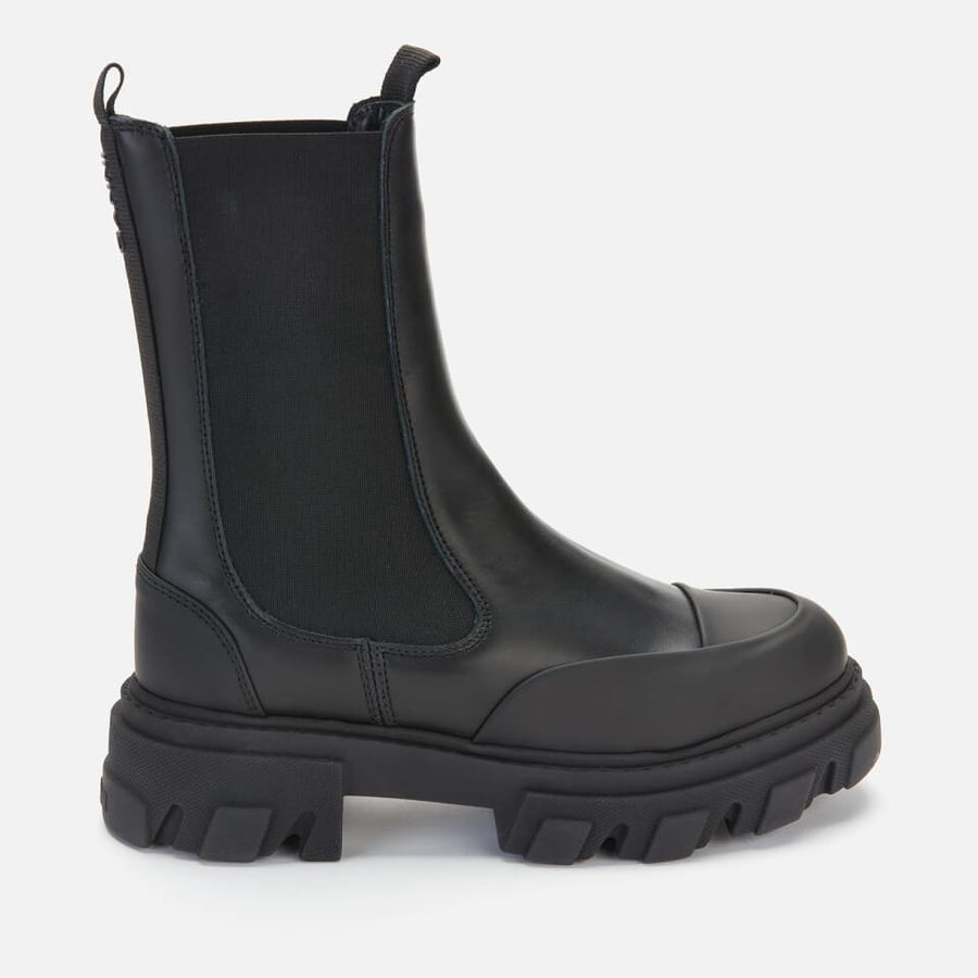 Ganni Women's Mid Leather Chelsea Boots - Black | Coggles (Global)